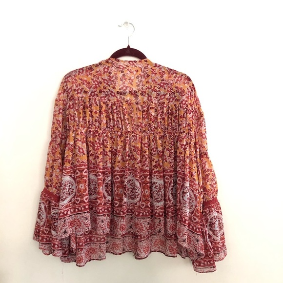 Free People Lorraine Tiered Boho Kimono Top with Lace Trim – Size Small - Picture 4 of 17